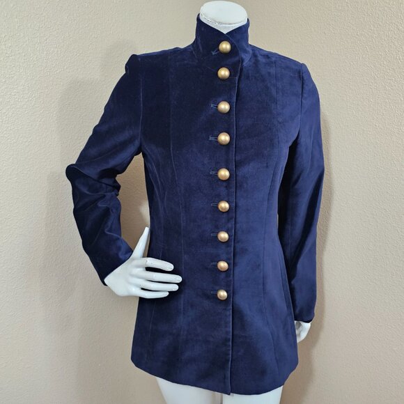 SOFT SURROUNDINGS Velvet Navy Button Down Gorgeous Jacket~Size S - Picture 1 of 9
